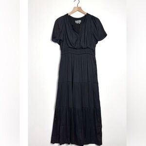 ANTHROPOLOGIE black Satin Somerset Maxi Dress EUC size M